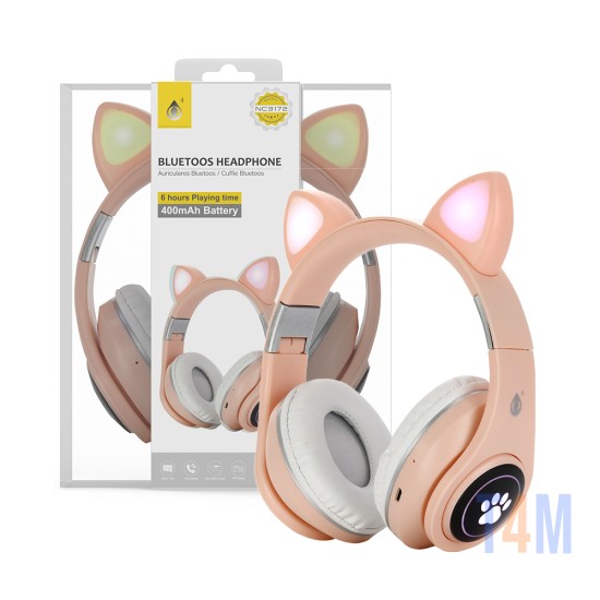 Oneplus Cat Ears Wireless Headphones NC3172 with LED Luminous and Microphone BTS/FM/TF(32GB)/Audio 400mAh Pink